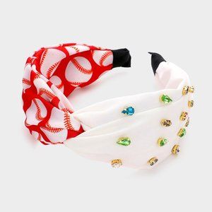 Sparkly and Sporty Headband with Top Knot, Gift for Baseball Lover, Baseball Mom